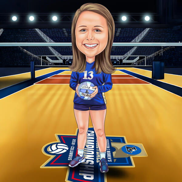 Volleyball Player Cartoon Holding Ball