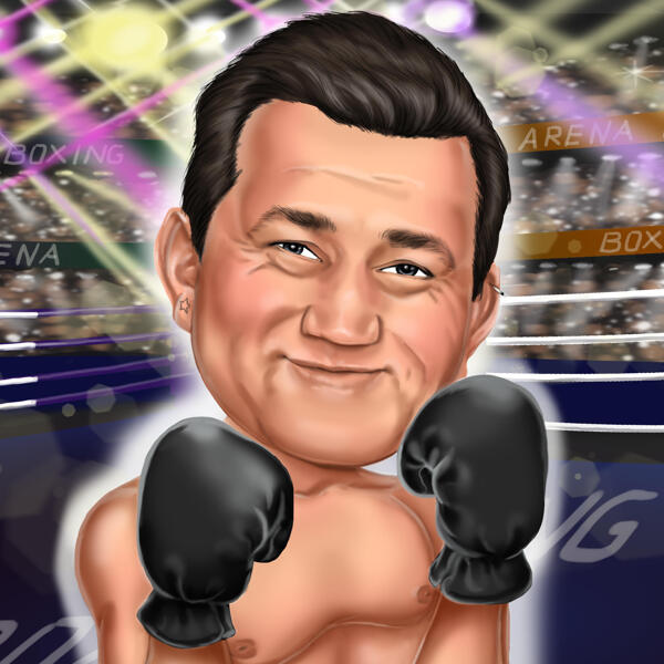 Карикатура боксера в цветном стиле с фотографии