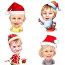 Christmas Kids Caricature in Color Style from Photos