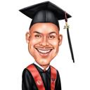 Caricatura divertente ed esagerata per un regalo di laurea