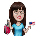 Travel Caricature: Personalized Colored Cartoon