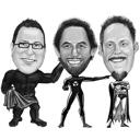 Caricatura di un gruppo di supereroi maschili da foto