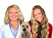 Family with Pets Caricature Print