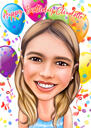 Custom Colored Style Caricature Birthday Gifts for Her from Photos