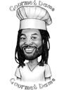 Chef Man Caricature Holding Knife