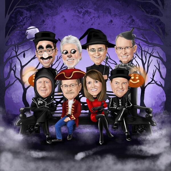 Caricatură de grup de Halloween din fotografii