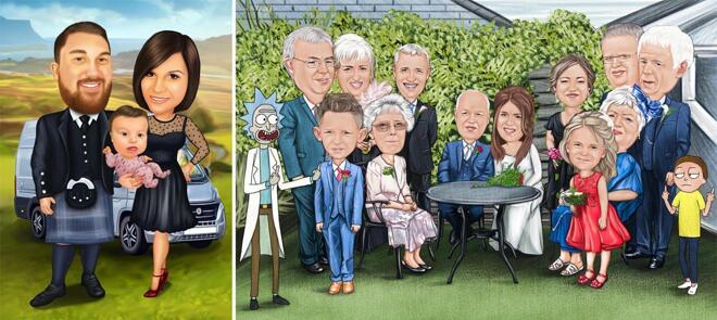 Outdoor Family Caricature
