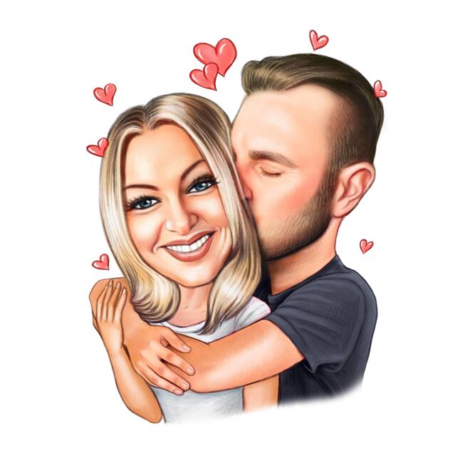 Lovely Hugging Couple Cartoon Caricature Gift from Photos