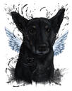 Angel Dog Cartoon-portret in natuurlijke aquarelstijl van foto's