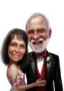 Lycklig 40-årig bröllopsdag - Par karikatyr från foton