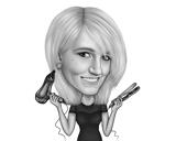 Hairdresser Caricature from Photos: Black and White Style