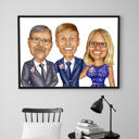 Head and Shoulders Group Caricature Poster Print in Color Style