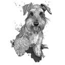 Grafit Fox Terrier helkroppsporträtt från foton i akvarellstil