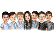 Schulkindergruppenkarikatur aus Fotos im Farbstil