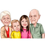 Vecvecāku un mazbērnu krāsains zīmējums