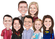 Caricatura di una famiglia di 7 persone