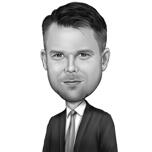 Karikatura pojištění v černobílém stylu