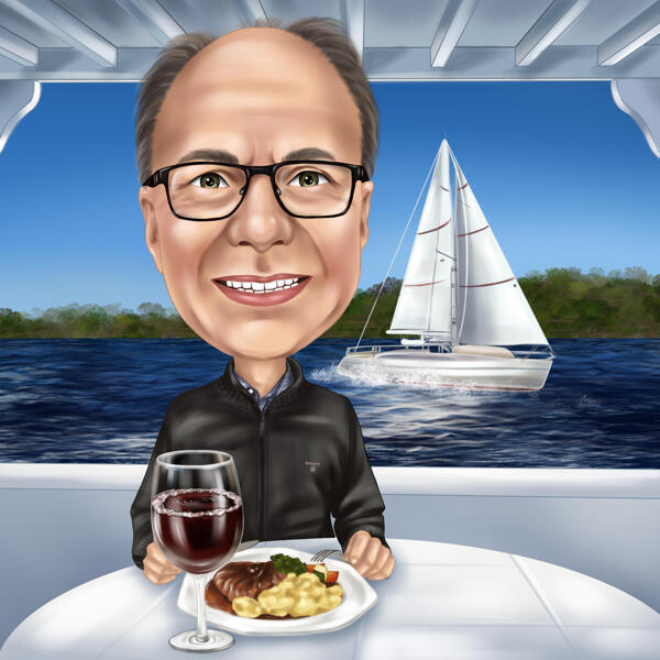 Caricatura de vacaciones de una persona en estilo coloreado a partir de fotos
