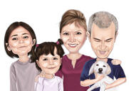 Rodina s labradorskou portrétní kresbou