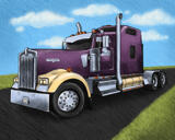 Карикатурный дизайн логотипа грузового прицепа в цветном цифровом стиле с фото