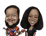 Funny Couple Caricature in High Exaggerated Style