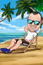 Destinationsafslapning - Person i ferie Farvet tilpasset karikaturgave fra foto