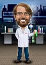 Retrato de caricatura de técnico químico em estilo colorido para presente médico personalizado