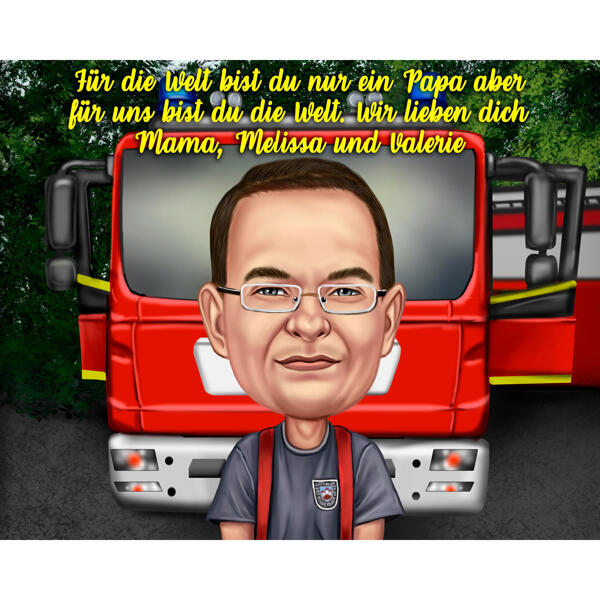 Retiring Firefighter Caricature
