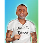 Ručně kreslený portrét umělce tetování