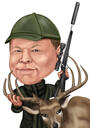 Карикатура охотника на оленей