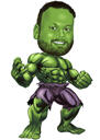 Green Man Superhero Caricature with Background