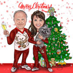 Personalized Christmas Couple Cartoon Portrait