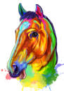 Zirga akvareļa portrets no fotogrāfijām