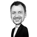 Dessin animé d'un homme d'affaires en noir et blanc