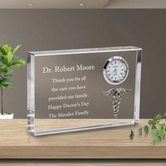 7. Personalized Medical Keepsake Crystal Clock Engraved-0