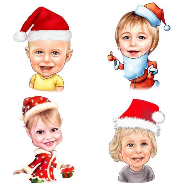 كاريكاتير عيد الميلاد للأطفال في نمط اللون من الصور