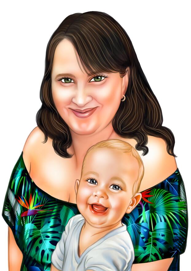 Mother and Daughter Caricature Drawing