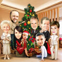 Cartão personalizado de caricatura de Natal da empresa a partir de fotos