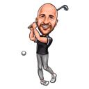 Caricatura de golfe personalizada a partir de foto