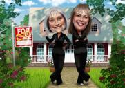 Two Realtors Cartoon Logo