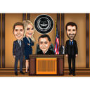 Juiz com Caricatura do Grupo de Advogados em Tribunal para Presente do Homem de Leis