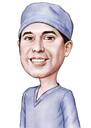 Enfermera caricatura dibujo de fotos en estilo coloreado