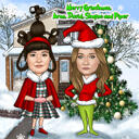 Grinch Couple Christmas Caricature