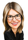 Woman Cartoon Portrait in Color Style Hand Drawn from Photo