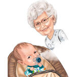 Isoäiti isovauvan muotokuvan kanssa