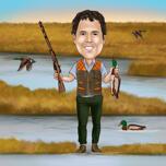 Caricatura de cazador de aves a partir de fotos