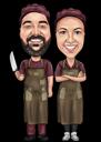 Caricature d'un couple heureux sur fond noir à partir d'une photo