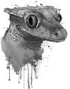 Portrait de reptile en niveaux de gris
