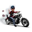 Карикатура человека на мотоцикле Harley Davidson с фотографий
