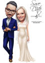 Bride and Groom Inviting Cartoon